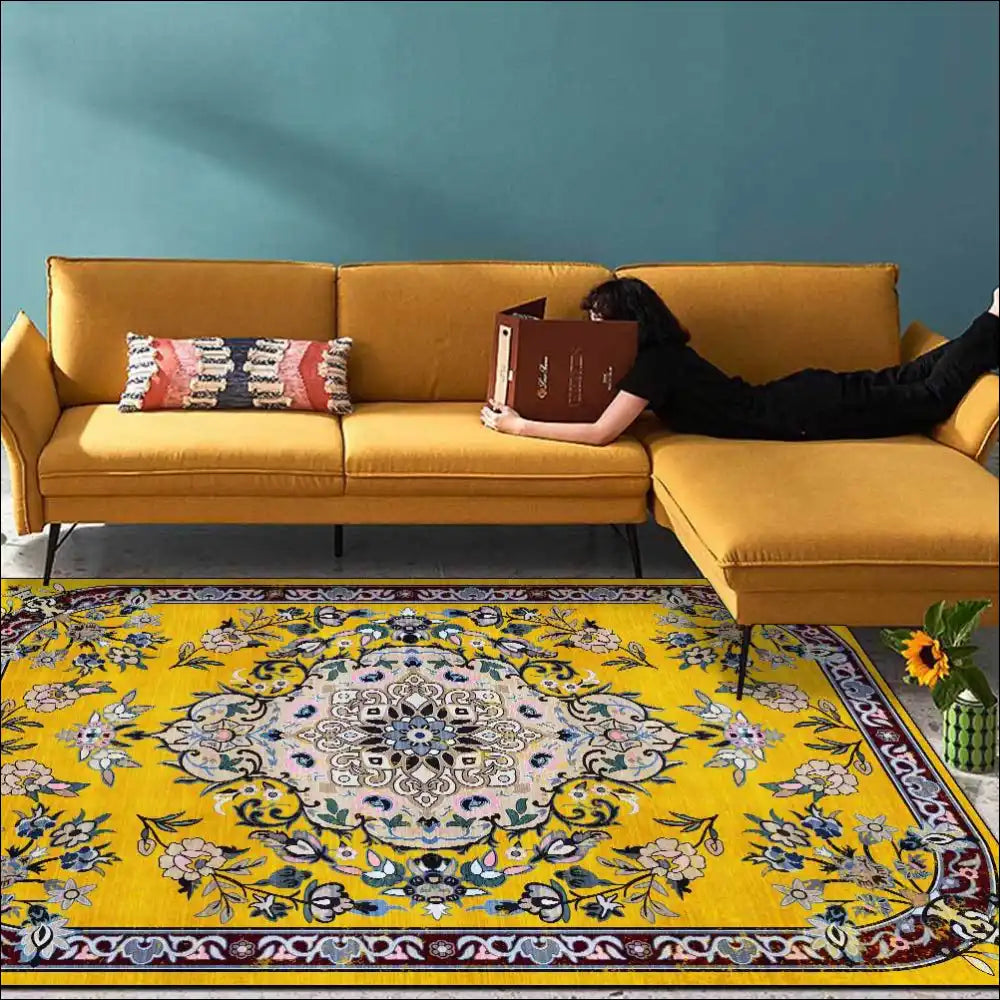 Tapis de salon persan kilim jaune Tapis d’orient