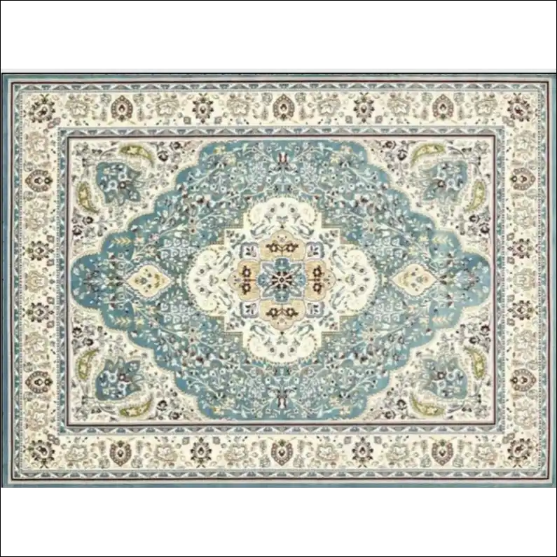 Tapis de salon d’orient persan à motif ethnique bleu rétro 