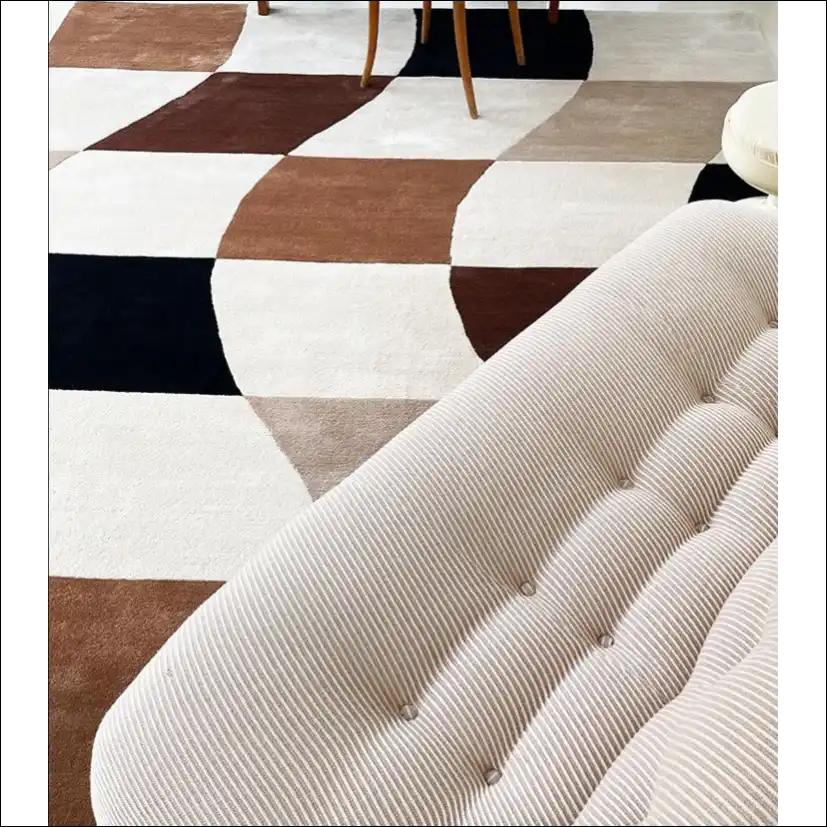 Tapis de salon moderne design à carreaux marron Tapis de 