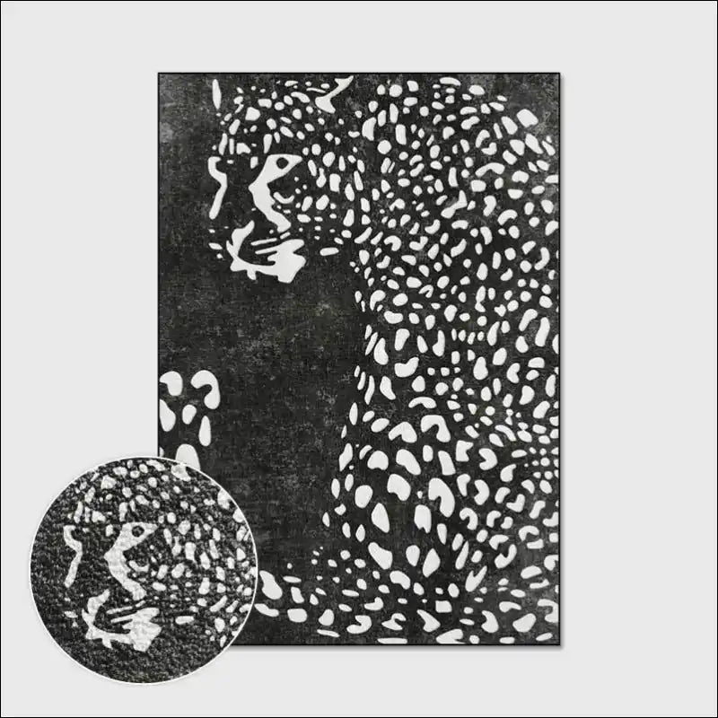 Tapis de salon moderne imprimé léopard NOIR / 60x200cm Tapis