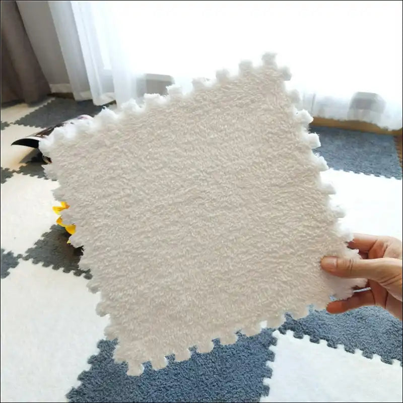 Tapis puzzle en velours de la gamme DOUCI Blanc / 30x30cm- 