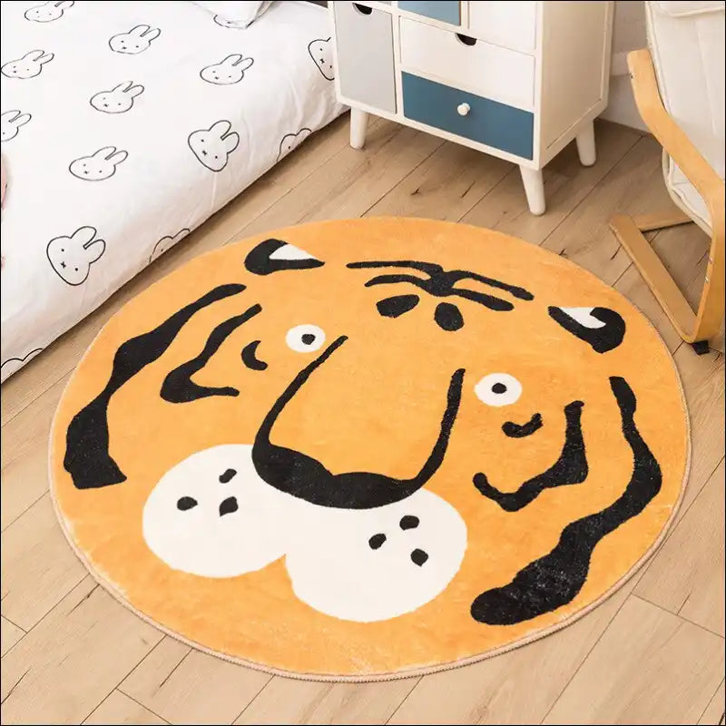 Tapis rond orange BAZIL le tigre ⌀ 80cm L Tapis chambre bébé