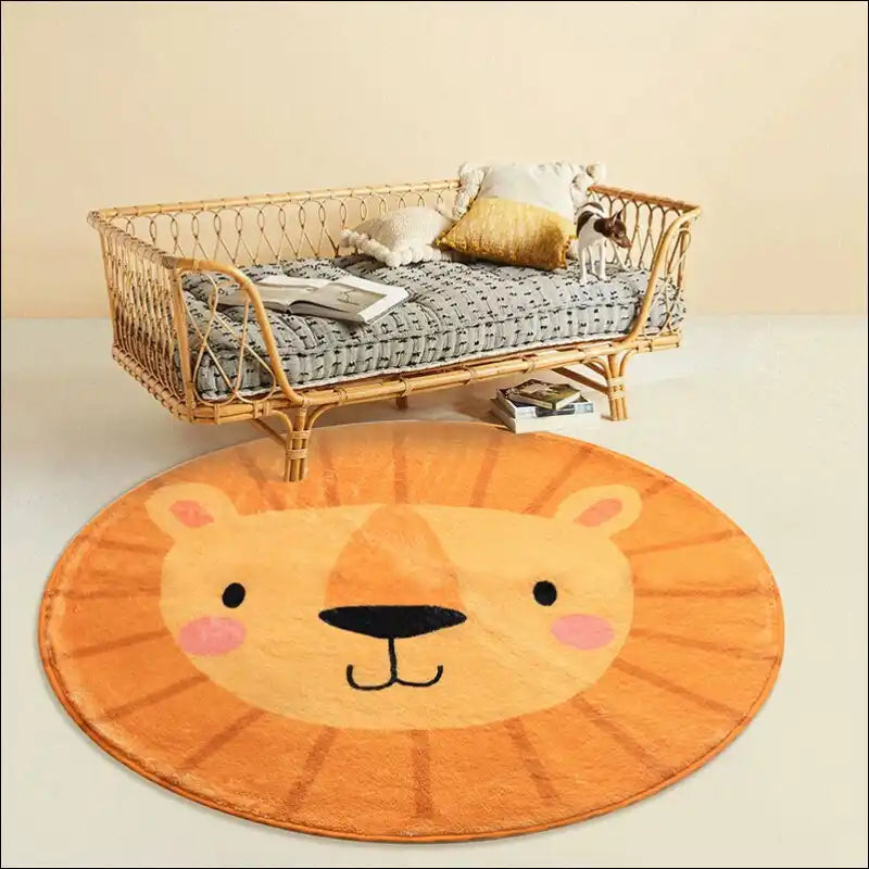 Tapis rond orange TIMY le lion ⌀ 80cm L Tapis chambre bébé