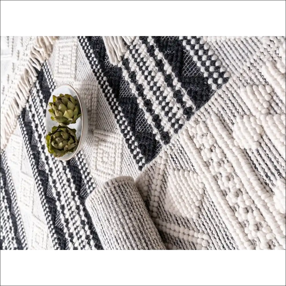 Tapis scandinave en laine naturel rectangulaire Tapis gris