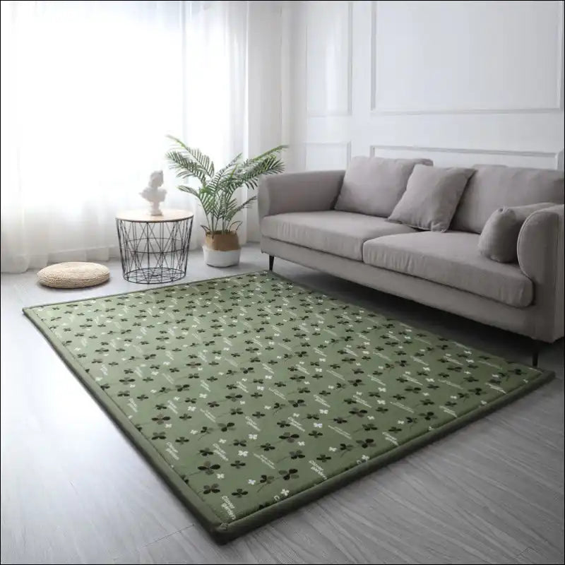 Tapis tatami vert kaki a motif floral 40x60cm Tapis chambre 